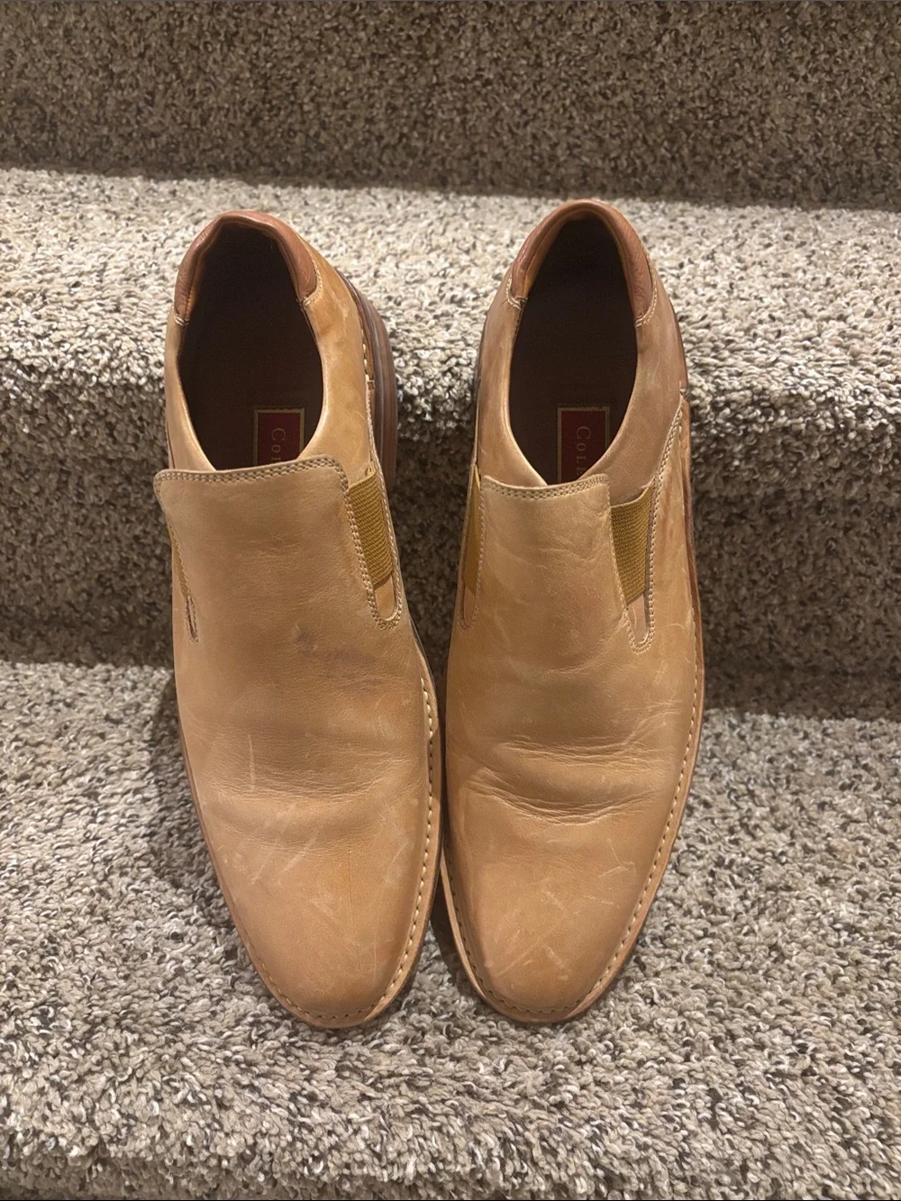 Colehaan leather upper Men's Tan Slip-On Leather Shoes 10 1/2 M made in Brazil